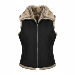 Weatherproof Reversible Black Faux Fur Vest
